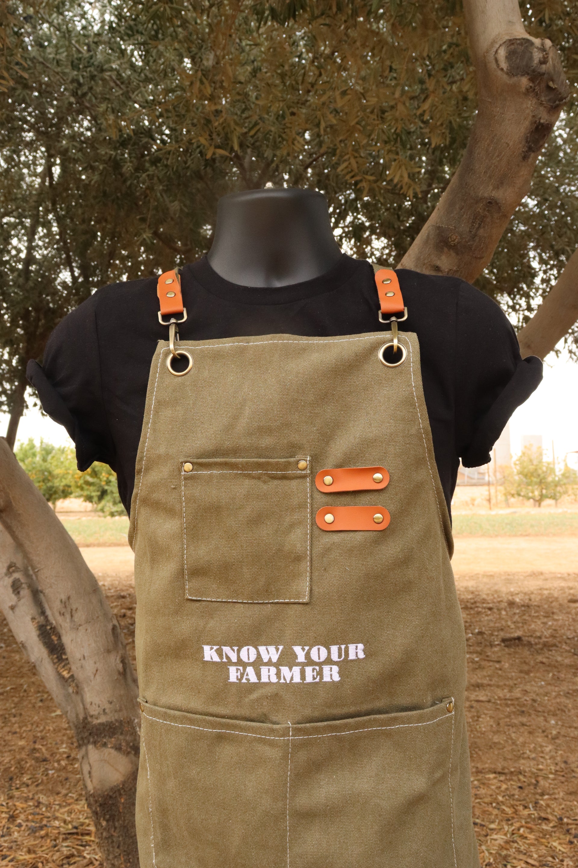 Sage Green Know Your Farmer Embroidered Apron