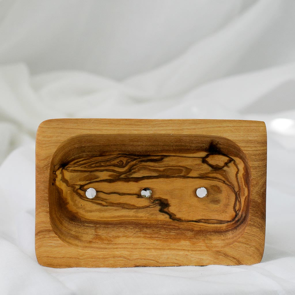 OLIVE WOOD SOAP DISH CURVED