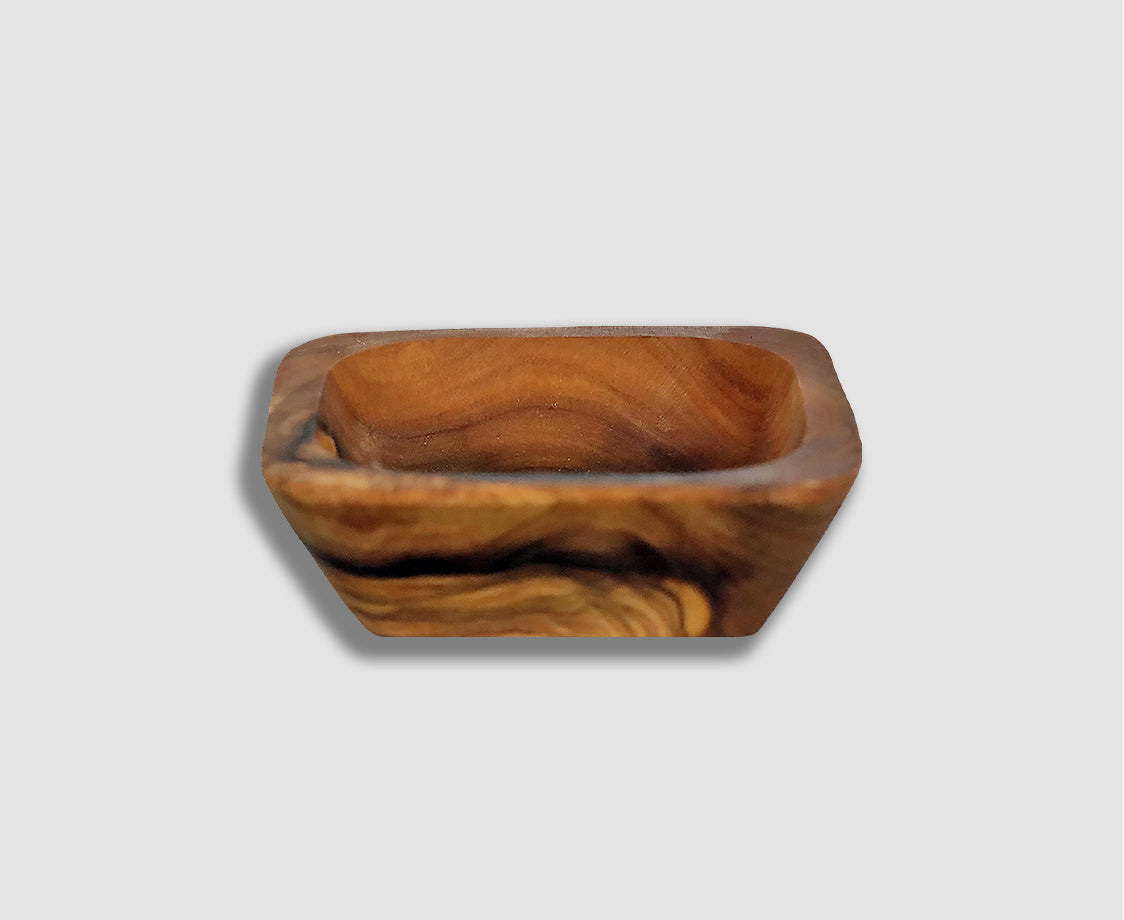 SQUARE OLIVE WOOD DIPPING DISH