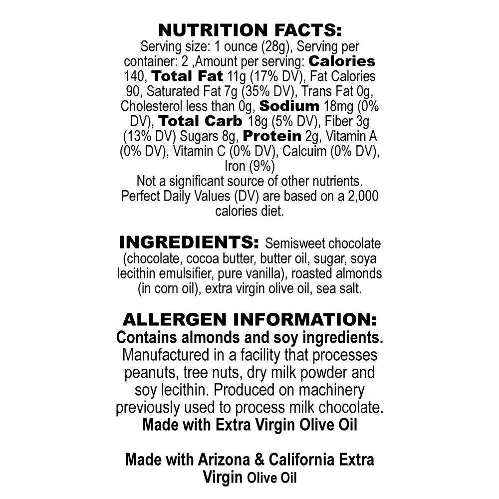 Nutrition Facts Nutty Olive Oil Dark Chocolate Bar